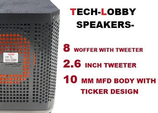 Tech-Lobby Passive 8 Inch USB Speaker With 2.6 Inch Tweeter For Home And Vehincle, Black