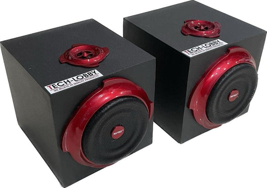 Tech-Lobby New J-Series 40 Watt Support Passive Speaker With 2.5 In Tweetrs Inbuild Bookshelf For Small Amplfiiers & Dvd Also - Brown