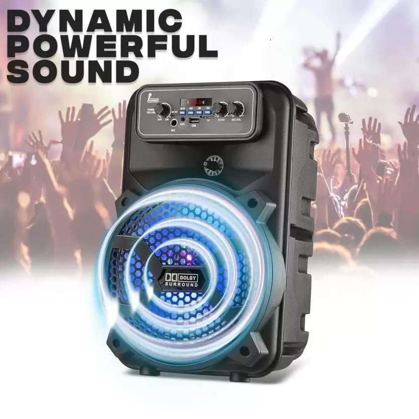 TECH-UNIQUE NEW JEEP 40W 8" Driver Rechargeable Bluetooth Party Speaker with USB/FM/SD Card/Karaoke Speaker with Wired Mic & Remote | Indoor/Outdoor Portable...