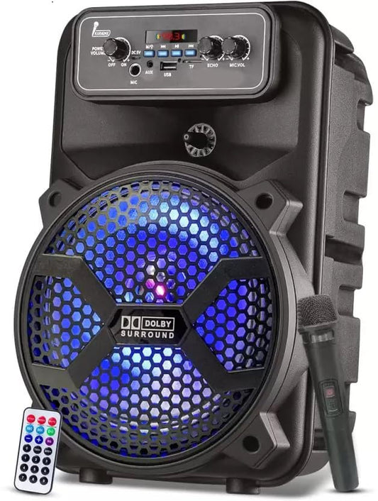 TECH-UNIQUE NEW JEEP 40W 8" Driver Rechargeable Bluetooth Party Speaker with USB/FM/SD Card/Karaoke Speaker with Wired Mic & Remote | Indoor/Outdoor Portable...