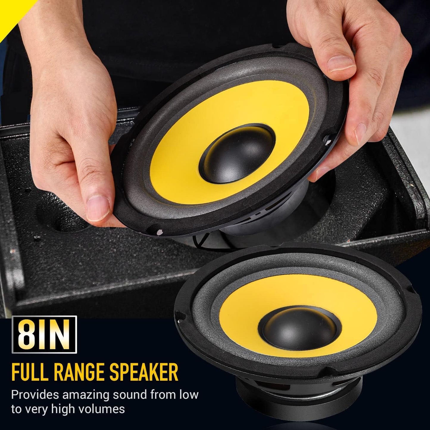 Tech-Lobby 8'' Inch Full Range Audio Speakers, RMS 50W Peak 120W 4 Ohm, Car Vehicle Audio Full Range Drivers, Wide Range Bass Woofer DIY Loudspeaker...