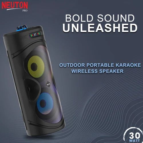 Tech-Unique NEUTONE CAXER 30 W Karaoke Bluetooth Party Speaker with 3M Wired Microphone, Dual Drivers, RGB Lights, USB/SD Card Playback, Auto TWS Function & Remote