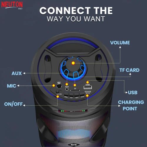 Tech-Unique NEUTONE CAXER 30 W Karaoke Bluetooth Party Speaker with 3M Wired Microphone, Dual Drivers, RGB Lights, USB/SD Card Playback, Auto TWS Function & Remote