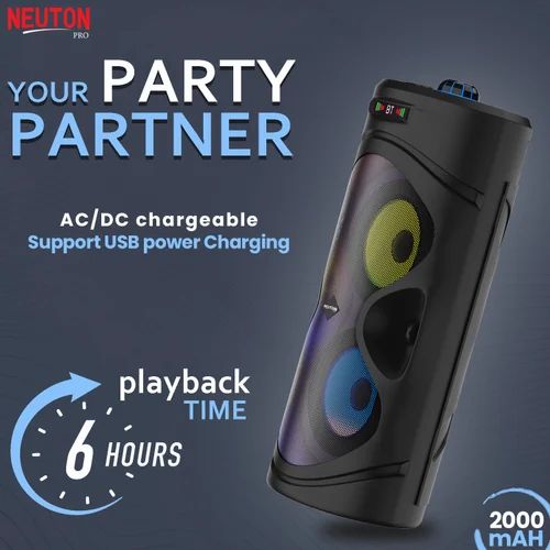 Tech-Unique NEUTONE CAXER 30 W Karaoke Bluetooth Party Speaker with 3M Wired Microphone, Dual Drivers, RGB Lights, USB/SD Card Playback, Auto TWS Function & Remote